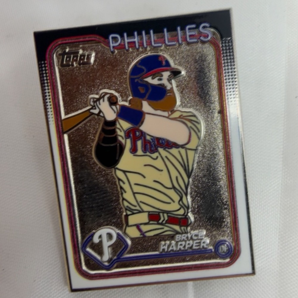 Bryce Harper Philadelphia Phillies Topps Enamel Pin MLB Baseball Card Style